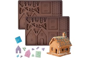 DTYGUIXE 2 Pz Stampo in Silicone Casa di Marzapane,Stampi in Silicone a Forma di Casetta Natalizia per Cioccolatini,Stampo Casetta Pan di Zenzero per Caramelle, Muffin, Torte, Biscotti