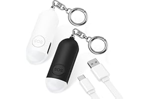 Ankilo Persönlicher Alarm, Taschenalarm Schlüsselanhänger 130 dB Panikalarm Selbstverteidigungsalarm mit LED-Lampe für Frauen Kinder Mädchen Ältere Menschen 2er-Pack Weiß&Schwarz