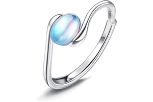JeweBella 925 Sterling Silver Moonstone Ring for Women Girls Elegant Oval Moonstone Ring Thumb Adjustable Rings for Women