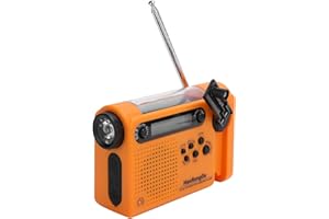 SORANDY Radio de Emergencia, Radio FM Am SW de Banda Completa con Carga Solar para Exteriores, Radio Meteorológica Recargable Portátil con Linterna, Batería de 2000 MAh