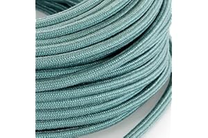 METOO DESIGN Cavo elettrico in tessuto tondo rotondo stile vintage rivestito 5 metri colorato Grezzo Salvia Verde H03VV-F sezione 2x0,75 per lampadari, lampade, abat jour, design. Made in Italy