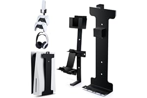 XSTARG Supporto a parete PS5, Supporto da Parete per Playstation 5, Supporto per Montaggio a Parete per PS5 Disc Edition e Digital Edition, Staffa de Parete con Supporti per Controller (Non per PS5 Slim)
