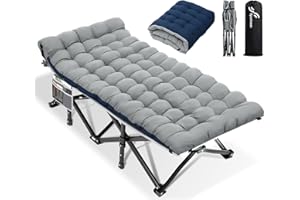 SPORTNEER lit de Camp avec Matelas pour Adultes, 71/81cm lit de Camp Pliable 1 Personne Charge Jusqu'à 204 Kg pour Camping, Les Voyages, la Maison, Jardin