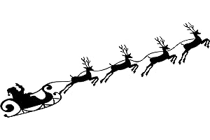 TLK DESIGNS Santa Sleigh and Reindeer Christmas Vinyl Decal Sticker for Car/Window/Wall (Black Matt)