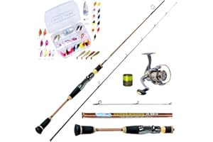 MiRoeFishing Ultralight UL Angelset sofort einsatzbereit ! UL-Carbonrute 1,80m + Angelrolle Expert1000 fertig mit Schnur + Köderset mit Spoon I Gummifisch I Softlures I Aromastoff