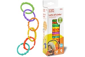 Bright Starts, Lots of Links, Jouets à anneaux pour la poussette ou le siège de la nacelle - 24 pièces sans BPA, pour les 0 mois et plus