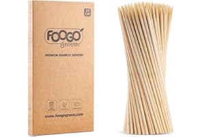 FOOGO Green Lot de brochettes en bambou de taille moyenne de, robustes et respectueuses de l'environnement, brochettes de barbecue (Petit | 15 cm, 250, unité)