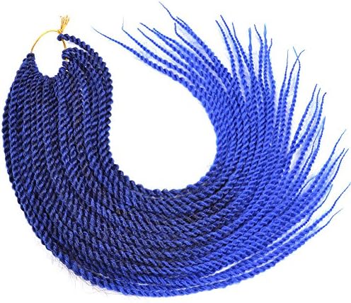 Ombre Senegalese Twist Hair Crochet Braids Hairstyles 2S Pretwist Box Braid Crochet Hair Extensions 18Inch 30Strands 75Gram/Pack Ombre Blue color 6packs