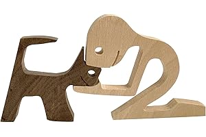 Faderr Holzskulptur, Ornamente, Welpe, Holzschnitzerei, Ornamente, Welpe, Holzhandwerk, Skulptur, Hund, menschliche Statue, Haustierliebhaber, Geschenke, Heimdekoration