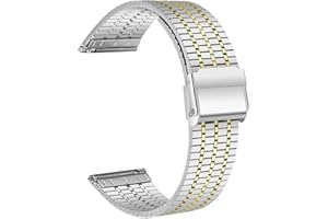 DEOLVEN Pasek do zegarka ze stali nierdzewnej, metalowy pasek do zegarka dla mężczyzn i kobiet, pasek do smartwatcha i tradycyjnego zegarka, pasek do zegarka 20 mm/22 mm, 20 mm