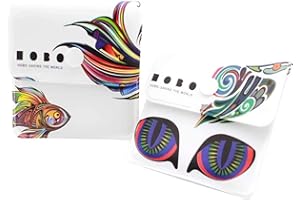 Reccisokz Bolsas de Ceniza 2 de Bolsillo Blancas - PVC Resistente al Fuego - Sin olores - Compacto portátil - Pez Arco Iris de diseño Exclusivo y Gato psicodélico (Pez arcoiris y gato psicodélico)