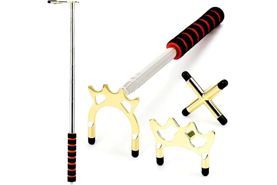 Pumtus Retractable Billiards Cue Bridge, Snooker Pool Cue Bridge Stick, Billiards Cue Rest with 3 Pieces Removable Brass Bridge Head, Billiards Table Accessories for Pool Table, Game, Competition