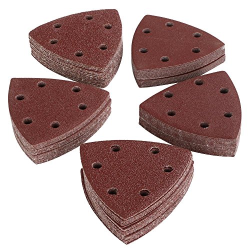 Yahee 100x Schleifdreiecke Schleifpapier Schleifblätter 6 Loch gemischte mit verschiedenen Korn - 6