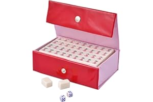 WUKESIFY Mini Jeu De Mahjong Chinois, Mini Mahjong De Voyage, Portable Traditionnel Chinois Mah Jong Set Avec 144 Pions Majong Voyage Mahjong Portable Jeu De Stratégie Chinois Classique Jeux De Société