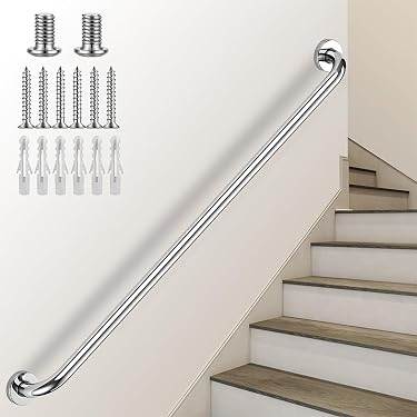 Vezek 2,4 M Aluminium-Handlauf In Mattschwarz – Robust, Einfach Zu Montieren | Für Treppen, Flure, Barrierefreie Zugänge