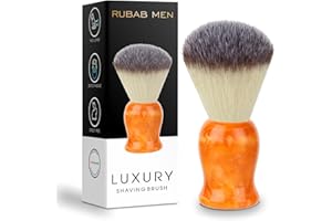 RUBAB MEN Premium Soft Shaving Brush for Men |FireFly Edition| Experience Luxury Shaving with Cruelty-Free Bristles & Vibrant Orange Ergonomic Handle | Handcrafted with Passion in India