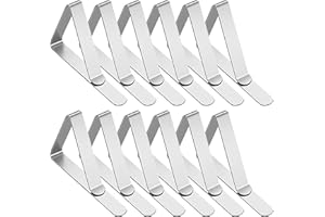 Lahviuu Table Cloth Clips for Outside Table 12 Pack Stainless Steel Tablecloth Clip Decorative Cover Clamp Tablecloth Holder Clip for Restaurant, Home, Dining, Picnic, Party and Wedding Silver