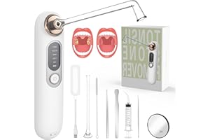 WINGFLY Tonsillenstein-Entferner Set, Elektrisches Mandelsteine Entfernen in Saugköpfen, 5-Gang-Saug-Munddusche, 8-Teiliges Tonsil Stone Remover Für Gesunde Mandeln und Frischen Atem