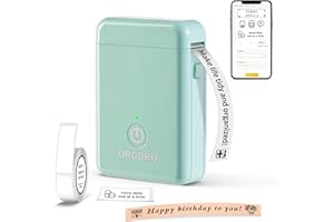 ORGBRO X1 Etiquetadoras, Impresora Térmica de Etiquetas Autoadhesivas Portátil Bluetooth Mini Label Maker Compatible con iOS/Android para Hogar y Oficina - Incluye 1 Rollo de Etiquetas (Verde)