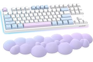 AJAZZ Wolkenweiche, ergonomische Handballenauflage für 100 Tasten, 87 Tasten, 68 Tasten, Tastatur aus PU-Material, rutschfeste Gummibasis, Memory-Schaum, wolkenförmig, 15,2 * 4,4 * 1,2 Zoll- Lila