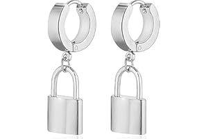 Gleamart Lock Huggie Earrings Stainless Steel Padlock Dangle Earrings for Women