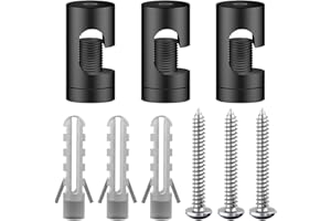 OASHISU Decentratore a J da Soffitto per Cavi [3 Pezzi, Lega di Alluminio, Nero] - Gancio per Lampadario, Cavo Elettrico - Fermacavo da Parete