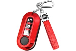 FT FUNTOR Schlüssel Hülle für FIAT,3 visuelle Tasten TPU für FIAT Schlüsselgehäuse,Passend für FIAT 500 500L Brava Bravo Doblo Ducato Fiorino Punto Panda Qubo Scudo Stilo Lancia (B-Rot)