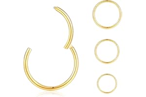 jagosen 18G Piercing Nariz Aros Septum Acero Noxidable Quirurgico 8Piezas Cartílago Pendientes De Aro Bisagra Anillos Piercing Labio Helix Nariz Negro 8mm/10mm/12mm/14mm