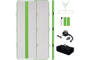 FEATH-R-LITE Air Track Tappetino Ginnastica Artistica 10ft Materasso 4 pollici di spessore, piste da tumbling ginnico per palestra domestica/yoga/cheerleading con pompa elettrica (Verde)