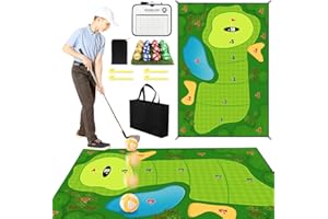 IXYHKB Golf Game Set, 180x120cm Golf Chipping Game, Golf Training Mat, Large Golf Practice Mat Indoor, Golf Chipping Game Mat with Golf Ball & Scoreboard, Golf Training Aid Equipment for Kids (A)