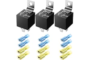 GUUZI 3 Pack 24V 40 Amp Relè Auto DC 4 Pin SPST - Kit Relè per Camion Automobilistico Furgone Moto Barca (12 Pezzi Terminale in Nylon)