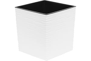 Pot de fleurs en plastique sculpté Juka 40 cm et bac d'interieur, blanc