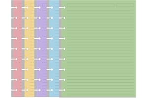 YARIDAR 9-Disc Discbound 5 Colorful Line Paper Pre-punched Happy Planners Inserts, 100Sheets/200Pages Classic Size Line Loose-Leaf Paper, Per Color 20 Sheets, 7" x 9.25"