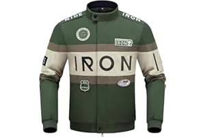 RIDEIRON Giacca Moto Uomo con Protezioni CE – Giacca da Motociclista 4 Stagioni con Fodera Termica Rimovibile, Tessuto Traspirante, Design con Ricami e Stampe, Touring Biker Jacket M-XXL