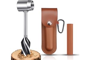 DQZSY Handschneckenbohrer bushcraft,manueller Überlebensbohrer mit Lederhülle,handbohrer set,Outdoor Handbohrer Schneckenbohrer,scotch eye holz handbohrer,für Bushcraft-Siedler,Camping Rucksackreisen