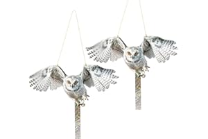 Kungfu Mall Eule zu halten Vögel Weg, 2PCS Vogelschreck Falke gefälschte Eule, reflektierende hängende Vogel Dekoration, Vogel-Kontrollgerät zu halten Vögel Taube Specht Weg von Patio Garten