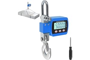 EFUTURETIME Balance Suspendue Numérique 500 KG, Balance À Grue Crochet Électronique en Aluminium avec Capteur Précis LCD Portable pour Chasse, Pêche, Ferme, L'usine, Pesage sur Quai, Bleu