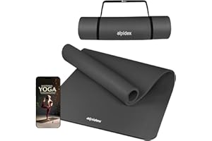 ALPIDEX Tappetino Yoga Extra Spesso 1,5cm Tappeto Fitness NBR 3 Larghezze E-Book Antiscivolo Cinghia Trasporto Aerobica Palestra Ginnastica Pilates Allenamento Casa