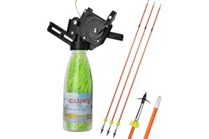 ZSHJGJR Tiro con Arco Carrete de Pesca con Cuerda de 40 m Bowfishing Reel para Arco Recurvo Arco Compuesto Caza Pesca Aparejo Accesorio con Flechas de Pesca