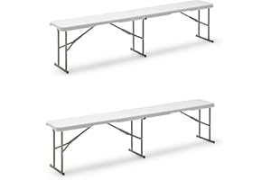 KG KITGARDEN bancs Pliables multifonctionnels, Résine, Blanc (Lot de 2), 180x28x43cm-2 piezas
