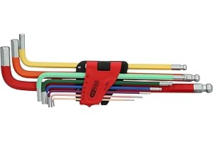 KS Tools 151.4420 Kugelkopf-Innensechskant-Winkelstiftschlüssel-Satz, extra lang, 9-tlg.
