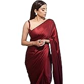 FABIAN FASHION Women's Solid Japan Satin Silk Saree With Unstitched Blouse Piece for Wedding Saree