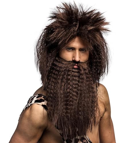 Perruque Femme Des Cavernes Marron - Cheveux Hirsutes Avec Os Décoratif - Accessoire Déguisement Préhistoire - Taille Unique