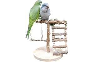 AMZTEMU Posatoio per Pappagalli in Legno, Supporto e Trespolo, Giochi per Cocoriti, Palestra (22 * 22 * 21,5CM)