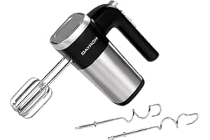 7H DAYRON Batidora Amasadora de Mano Retro 500W Negro/Plata Dayron