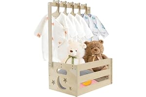CALENXY Cesta de madera para regalo de bebé con asa, caja de madera para baby shower, caja de ducha de bebé, perchas para niños, cesta de almacenamiento para bebés, cesta de almacenamiento para bebés, cesta