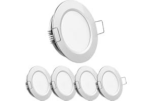 Obeaming 4 x Faretti da Incasso 12V LED Camper 2,5W 3000K Bianco caldo, Rotondo Luci da Soffitto Ø58-63mm 215lm Argento Dimmerabile per Barca Furgone Bagno Mobile Armadio (senza trasformatore)