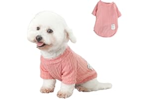 BLUE DREAM ISLAND Small Dog Jumper,Dog Autumn/Winter Sweater Pet Knitted Pullover Vest,Cold Weather Pet Warm Clothes Outfits Coat for Cat Puppy Small Medium Dog_M(Pink)