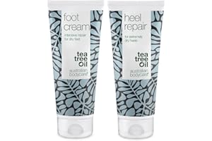 TEA TREE OIL AUSTRALIAN BODYCARE Duo de soin pour les pieds secs et les talons fendillés - Crème hydratante pour les pieds et réparation intensive des talons pour une peau douce et lisse