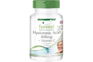 Fairvital | Hyaluronic Acid 400mg + Vitamin C - Bulk Pack for 3 Months - HIGH Dosage - Vegan - 90 Tablets